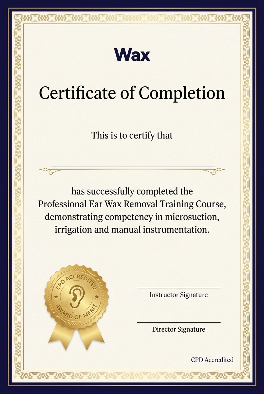 Wax CPD-accredited ear wax removal training Certificate of Completion